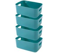 EURXLQ 4 Pcs Cajas Almacenaje Plastico con Asa,Cajas Organizadoras de Plastico Adecuados para Usar en el Armario,la Cocina o el Baño (Verde, 30 x 20 x 12 cm)