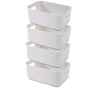 EURXLQ 4 Pcs Cajas Almacenaje Plastico con Asa,Cajas Organizadoras de Plastico Adecuados para Usar en el Armario,la Cocina o el Baño (Gris, 30 x 20 x 12 cm)