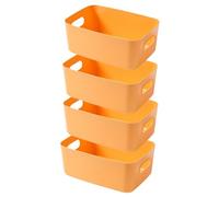 EURXLQ 4 Pcs Cajas Almacenaje Plastico con Asa,Cajas Organizadoras de Plastico Adecuados para Usar en el Armario,la Cocina o el Baño (Amarillo, 20 x 15 x 7 cm)