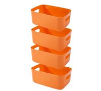 EURXLQ 4 Pcs Cajas Almacenaje Plastico con Asa,Cajas Organizadoras de Plastico Adecuados para Usar en el Armario,la Cocina o el Baño (Naranja, 30 x 20 x 12 cm)