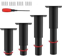 EURXLQ 4 Pcs Patas Regulables Patas para Muebles Patas de Mesa Metálicas conTornillos Destornillador para Muebles Sofás, Armarios,Camas y Mesillas de Noche Patas para Sofas (Negro, 8-12 cm)