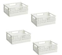 EURXLQ 4Pcs Caja Plegable Plastico Cajas Organizadoras Caja de Almacenamiento Portátil Adecuado para Oficinas, Cocinas, Baños, Habitaciones Almacenaje Plegables de Plástico (Blanco, 25×16×10 cm)