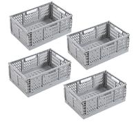 EURXLQ 4Pcs Caja Plegable Plastico Cajas Organizadoras Caja de Almacenamiento Portátil Adecuado para Oficinas, Cocinas, Baños, Habitaciones Almacenaje Plegables de Plástico (Gris, 30×20×12 cm)