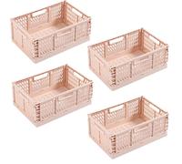 EURXLQ 4Pcs Caja Plegable Plastico Cajas Organizadoras Caja de Almacenamiento Portátil Adecuado para Oficinas, Cocinas, Baños, Habitaciones Almacenaje Plegables de Plástico (Rosa, 43×29×17 cm)