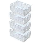 EURXLQ 4Pcs Caja Plegable Plastico Cajas Organizadoras Caja de Almacenamiento Portátil Adecuado para Oficinas, Cocinas, Baños, Habitaciones Almacenaje Plegables de Plástico (Blanco, 43×29×17 cm)