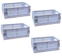 EURXLQ 4Pcs Caja Plegable Plastico Cajas Organizadoras Caja de Almacenamiento Portátil Adecuado para Oficinas, Cocinas, Baños, Habitaciones Almacenaje Plegables de Plástico (Azul, 25×16×10 cm)