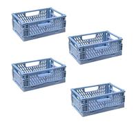 EURXLQ 4Pcs Caja Plegable Plastico Cajas Organizadoras Caja de Almacenamiento Portátil Adecuado para Oficinas, Cocinas, Baños, Habitaciones Almacenaje Plegables de Plástico (Azul, 15×10×6 cm)