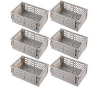 EURXLQ 6 Pcs Caja Plegable Plastico Cajas Organizadoras Caja de Almacenamiento Portátil Adecuado para Oficinas, Cocinas, Baños, Habitaciones Almacenaje Plegables de Plástico (Gris, 25×16×10 cm)