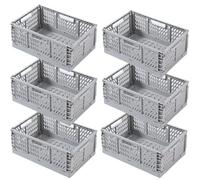EURXLQ 6 Pcs Caja Plegable Plastico Cajas Organizadoras Caja de Almacenamiento Portátil Adecuado para Oficinas, Cocinas, Baños, Habitaciones Almacenaje Plegables de Plástico (Gris, 30×20×12 cm)