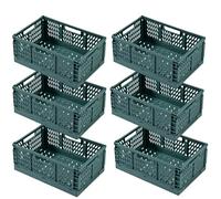 EURXLQ 6 Pcs Caja Plegable Plastico Cajas Organizadoras Caja de Almacenamiento Portátil Adecuado para Oficinas, Cocinas, Baños, Habitaciones Almacenaje Plegables de Plástico (Verde, 43×29×17 cm)