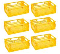 EURXLQ 6 Pcs Caja Plegable Plastico Cajas Organizadoras Caja de Almacenamiento Portátil Adecuado para Oficinas, Cocinas, Baños, Habitaciones Almacenaje Plegables de Plástico (Amarillo, 20×15×9 cm)