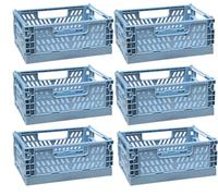 EURXLQ 6 Pcs Caja Plegable Plastico Cajas Organizadoras Caja de Almacenamiento Portátil Adecuado para Oficinas, Cocinas, Baños, Habitaciones Almacenaje Plegables de Plástico (Azul, 20×15×9 cm)