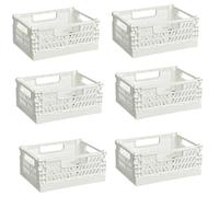 EURXLQ 6 Pcs Caja Plegable Plastico Cajas Organizadoras Caja de Almacenamiento Portátil Adecuado para Oficinas, Cocinas, Baños, Habitaciones Almacenaje Plegables de Plástico (Blanco, 15×10×6 cm)