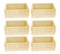 EURXLQ 6 Pcs Caja Plegable Plastico Cajas Organizadoras Caja de Almacenamiento Portátil Adecuado para Oficinas, Cocinas, Baños, Habitaciones Almacenaje Plegables de Plástico (Amarillo, 25×16×10 cm)