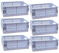 EURXLQ 6 Pcs Caja Plegable Plastico Cajas Organizadoras Caja de Almacenamiento Portátil Adecuado para Oficinas, Cocinas, Baños, Habitaciones Almacenaje Plegables de Plástico (Azul, 25×16×10 cm)