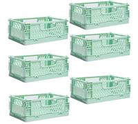 EURXLQ 6 Pcs Caja Plegable Plastico Cajas Organizadoras Caja de Almacenamiento Portátil Adecuado para Oficinas, Cocinas, Baños, Habitaciones Almacenaje Plegables de Plástico (Verde, 15×10×6 cm)
