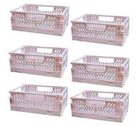 EURXLQ 6 Pcs Caja Plegable Plastico Cajas Organizadoras Caja de Almacenamiento Portátil Adecuado para Oficinas, Cocinas, Baños, Habitaciones Almacenaje Plegables de Plástico (Rosa, 15×10×6 cm)