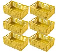 EURXLQ 6 Pcs Caja Plegable Plastico Cajas Organizadoras Caja de Almacenamiento Portátil Adecuado para Oficinas, Cocinas, Baños, Habitaciones Almacenaje Plegables de Plástico (Amarillo, 43×29×17 cm)