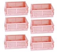 EURXLQ 6 Pcs Caja Plegable Plastico Cajas Organizadoras Caja de Almacenamiento Portátil Adecuado para Oficinas, Cocinas, Baños, Habitaciones Almacenaje Plegables de Plástico (Rosa, 20×15×9 cm)