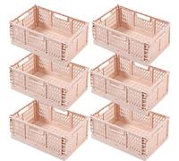 EURXLQ 6 Pcs Caja Plegable Plastico Cajas Organizadoras Caja de Almacenamiento Portátil Adecuado para Oficinas, Cocinas, Baños, Habitaciones Almacenaje Plegables de Plástico (Rosa, 30×20×12 cm)