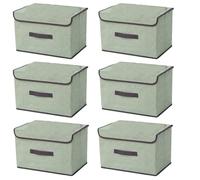 EURXLQ 6 Pcs Cajas Almacenaje Ropa Cajas Organizadoras Con Tapa Organizador Plegable Para Ropa Adecuado Para el Hogar,Armario,Caja de Manta (Verde, 36×23×24 cm)