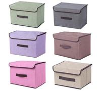 EURXLQ 6 Pcs Cajas Almacenaje Ropa Cajas Organizadoras Con Tapa Organizador Plegable Para Ropa Adecuado Para el Hogar,Armario,Caja de Manta (Colores Mixtos, 36×23×24 cm)
