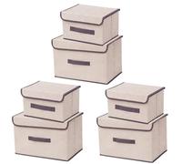 EURXLQ 6 Pcs Cajas Almacenaje Ropa Cajas Organizadoras Con Tapa Organizador Plegable Para Ropa Adecuado Para el Hogar,Armario,Caja de Manta (Beige, 36 cm/3er+26 cm/3er)