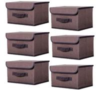 EURXLQ 6 Pcs Cajas Almacenaje Ropa Cajas Organizadoras Con Tapa Organizador Plegable Para Ropa Adecuado Para el Hogar,Armario,Caja de Manta (Café, 26×19×16 cm)