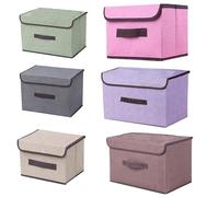 EURXLQ 6 Pcs Cajas Almacenaje Ropa Cajas Organizadoras Con Tapa Organizador Plegable Para Ropa Adecuado Para el Hogar,Armario,Caja de Manta (Colores mixtos, 36 cm/3er+26 cm/3er)