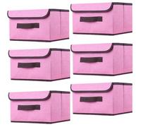 EURXLQ 6 Pcs Cajas Almacenaje Ropa Cajas Organizadoras Con Tapa Organizador Plegable Para Ropa Adecuado Para el Hogar,Armario,Caja de Manta (Rosa, 26×19×16 cm)
