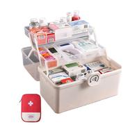 EURXLQ Blanco Caja de Almacenaje Multiusos de 3 Estantes,34×19×22 cm Botiquín con Bolsa de Almacenaje,Organizador de Medicinas,Caja de Medicinas, de Herramientas,Clasificadora