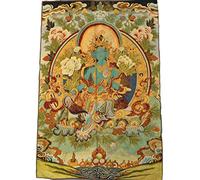 EUS Thangka Pintura Seda Buda Lienzo Arte Bordado Tibetano Patrón Santo Colgante De Pared Verde Tara Buda Arte De Pared para Decoración del Hogar Tapiz Meditación