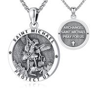 Eusense 925 Plata de Ley Colgante San Miguel Arcángel Colgante San Miguel Collar Santo Amuleto Joyería Regalo para Hombres