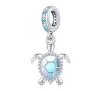 Eusense Abalorios Charm 925 Plata Esterlina Compatible con Pandora Pulsera Europeas Colgantes Día de la madre Amuleto de Tortuga Cuentas con Amuleto de Tortuga Marina