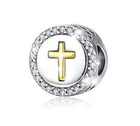 Eusense Abalorios Cruz Charm 925 Plata Esterlina Compatible con Pandora Pulsera Europeas