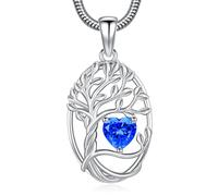 Eusense Árbol de la Vida Collar Piedra de Nacimiento Septiembre Colgante Cobre Corazón Collar Árbol de la Vida Colgante Joyería Regalo para Mujeres Señoras Niñas