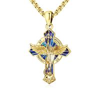 Eusense Collar con colgante de San Miguel/San Cristóbal/San Benito/San Judas/Virgen María/Crucifijo de Jesús/San José/San Antonio para hombres y mujeres