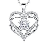 Eusense Collar Corazones Entrelazados Piedras de Nacimiento con Rosas Colgante Corazon Joyas Regalo para Mujer Novia Madre Esposa