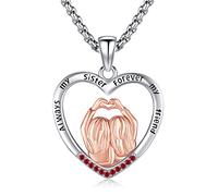 Eusense Collar Hermana Always My Sister Forever My Friend 925 Sterling Silver Corazón Colgante Joyería Regalos para Mujeres Niñas