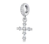 Eusense Cross Charms para pulseras Pandora Compatible Cross Charm Bead Apto para pulseras colgantes europeas Joyería Regalo para mujeres