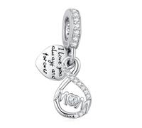 Eusense Mum Charm 925 Plata de ley Infinito Charm Bead para pulsera europea Pandora Bead Charm Colgante Joyas Regalo para mujeres Madre