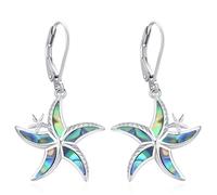 Eusense Pendientes Estrella de Mar Plata de Ley 925 Pendientes Estrella de Mar Concha Abalón Animal Marino Joyería Estrella de Mar Regalo para Mujeres Niñas