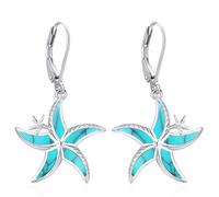 Eusense Pendientes Estrella de Mar Plata de Ley 925 Pendientes Estrella de Mar Turquesa Animales del Mar Joyería Estrella de Mar Regalo para Mujeres Niñas