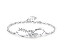 Eusense Pulsera Infinity Heart con Circonitas Blancas Ajustables para Mujer Regalo para San Valentín Aniversario o Cumpleaños