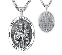 Eusense San Antonio Collar de Plata de Ley 925 San Antonio Colgante Cadena Amuleto Protección Joyería Religiosa Regalos Para Mujeres Hombres