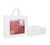 EUSOAR Blanco Bolsas de Papel - 20 Unidades Bolsas Regalo con Ventana - 210GSM Gift Party Bags con Asa - L 32x11.5x28cm Grande Bolsitas Regalo Blancas para y Fiesta Boda Wedding