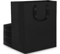 EUSOAR Bolsa de Papel Negro - 250GSM Bolsitas Regalo Grandes - 30PCS L 25x13x32cm Bolsas de Papel con Asas - Embalaje de Gift Bags Kraft Negro Grande - Bolsa Envolver Regalo Compras Fiesta