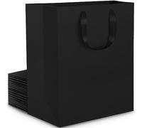EUSOAR Bolsa Regalo Negro - 20 Piezas L 25x13x32cm Bolsas de Papel con Asas - 250GSM Papel Bag Presente Grande - Envolver Bolsitas Regalo para Cumpleaños Compras - Embalaje de Gift Bags Kraft Negro