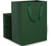 EUSOAR Bolsa Regalo Verde Oscuro - 50 Pack 230GSM Papel Kraft Gift Bags - S 15x6x20cm Bolsas de Papel con Asas - Pequeñas Bolsitas para Regalos Navidad Recuerdos