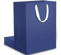 EUSOAR Bolsas de Regalo Azul Oscuro - 10 unidades Bolsas de Papel con Asa - Estables Pequeñas S 15 x 6 x 20 cm - 230gsm Bolsitas Regalos Papel Kraft Azul para Cumpleaños y Aniversario